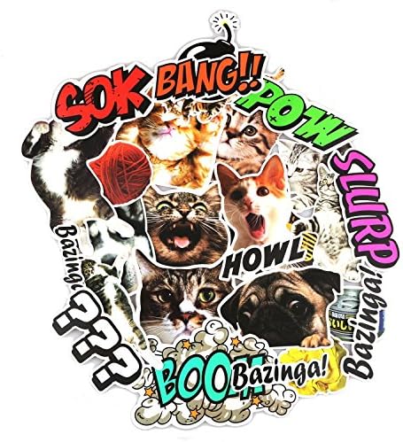 Cat and Dog Laptop Stickers, 26 pcs, for MacBook and PC, Car Motorcycle Bicycle Skateboard Luggage Vinyl Sticker Graffiti Laptop, Luggage Decals Bumper Stickers, by meowtastic