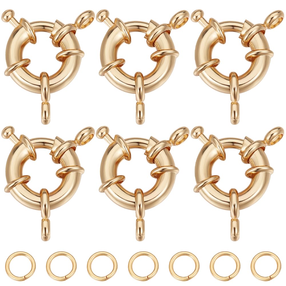 Beebeecraft 10Pcs/Box Spring Ring Clasps 18K Gold Plated Lobster Claw Jewelry Bracelet Clasps Connector with 20Pcs Open Jump Ring for DIY Craft Jewellery Making