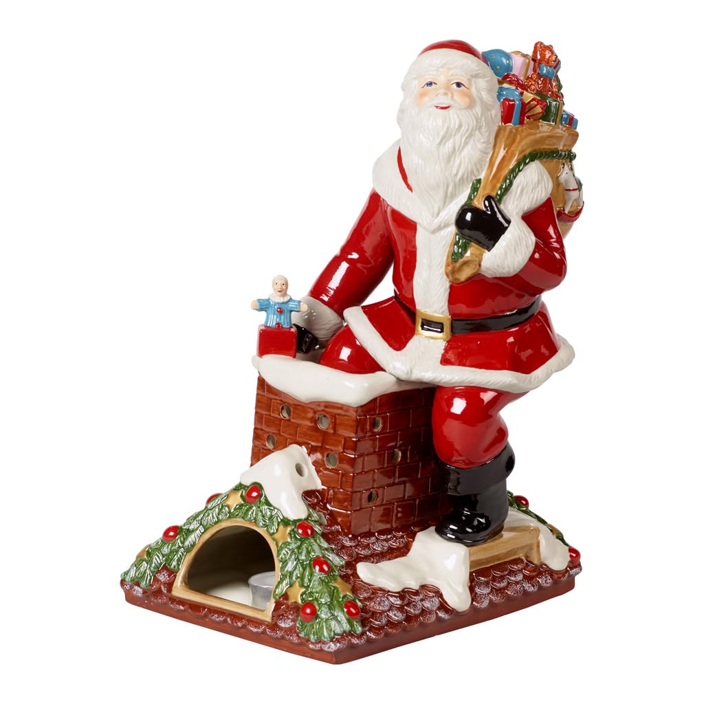 Villeroy & Boch – Christmas Toy’s Memory Santa on the roof, decorative Father Christmas figurine made from hard-paste porcelain, multicoloured 14-8602-6548