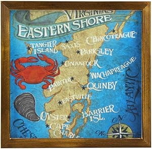 Tamengi Wooden Wall Decor Sign Virginia Eastern Shore Map Farmhouse Home Family Decorations Wall Art Sign for Housewarming Gifts Party Gift Wedding Gift 12''X12''inch Wood Plaque
