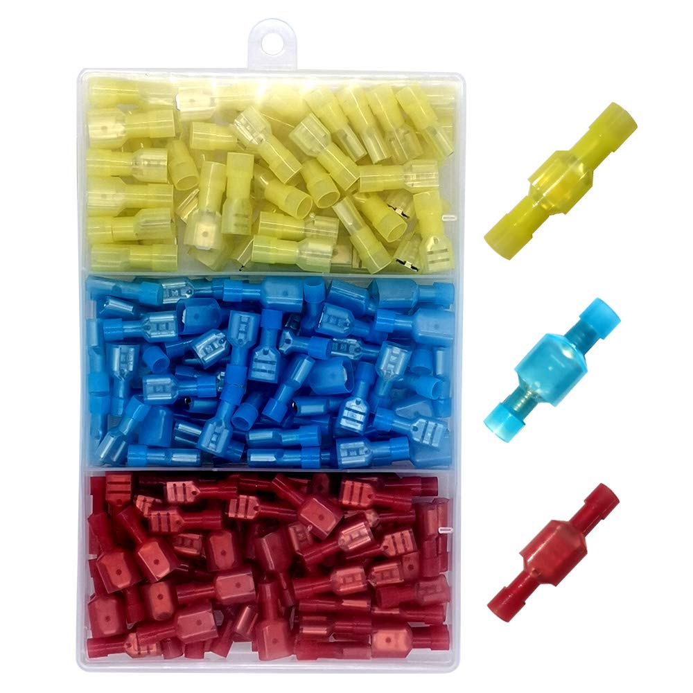 Gebildet 160pcs 6.3 脳 0.8mm Wire Connectors, (Red 22-16AWG, Blue 16-14AWG, Yellow 10-12AWG), Fully Insulated Male & Female Spade Nylon Quick Disconnect Electrical Crimp Cold-Pressed Terminals Kit