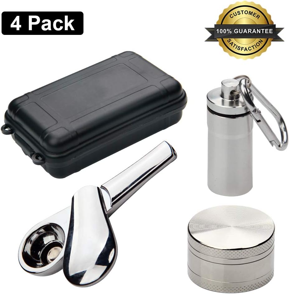 Jamaican Whale Herb Tool,Small Zinc Alloy Pipe, Include Herb Grinder,Portable Package(Sliver)