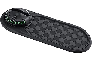 LOUPAI Multifunction Car Anti-Slip Mat,Portable Electronic Device Mount,Universal Phone Holder,Rotatable Anti Skid Car Dashboard Pad with Temporary Parking Numbe for Phones, Keys, Gadgets (Black)