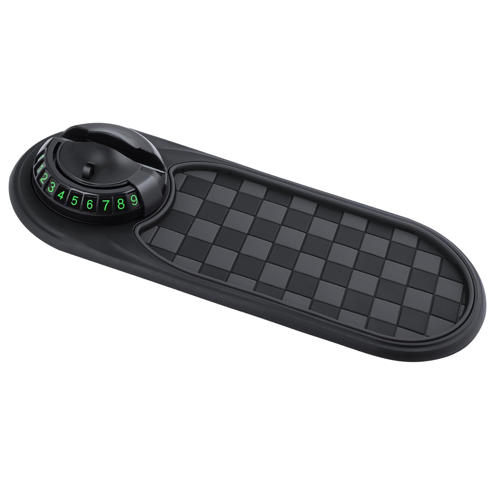 Photo 1 of Multifunction Car Anti-Slip Mat,Portable Electronic Device Mount,Universal Phone Holder,Rotatable Anti Skid Car Dashboard Pad with Temporary Parking Numbe for Phones, Keys, Gadgets (Black)