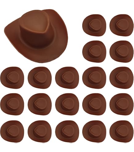 20 Pack Mini Black Cowboy Hats - Tiny Dollhouse Hats For Crafts, Cake Decor, Drink Toppers & Party