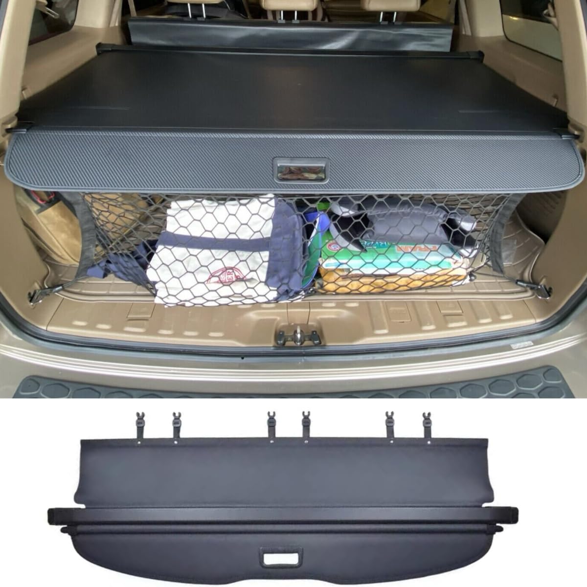 Photo 1 of Deluden Retractable Cargo Cover Compatible with Honda Pilot 2003-2008 Trunk Accessories All Weather Shielding Security Shade Privacy Screen Tonneau Luggage Cargo Organizers (Carbon Fiber Texture)