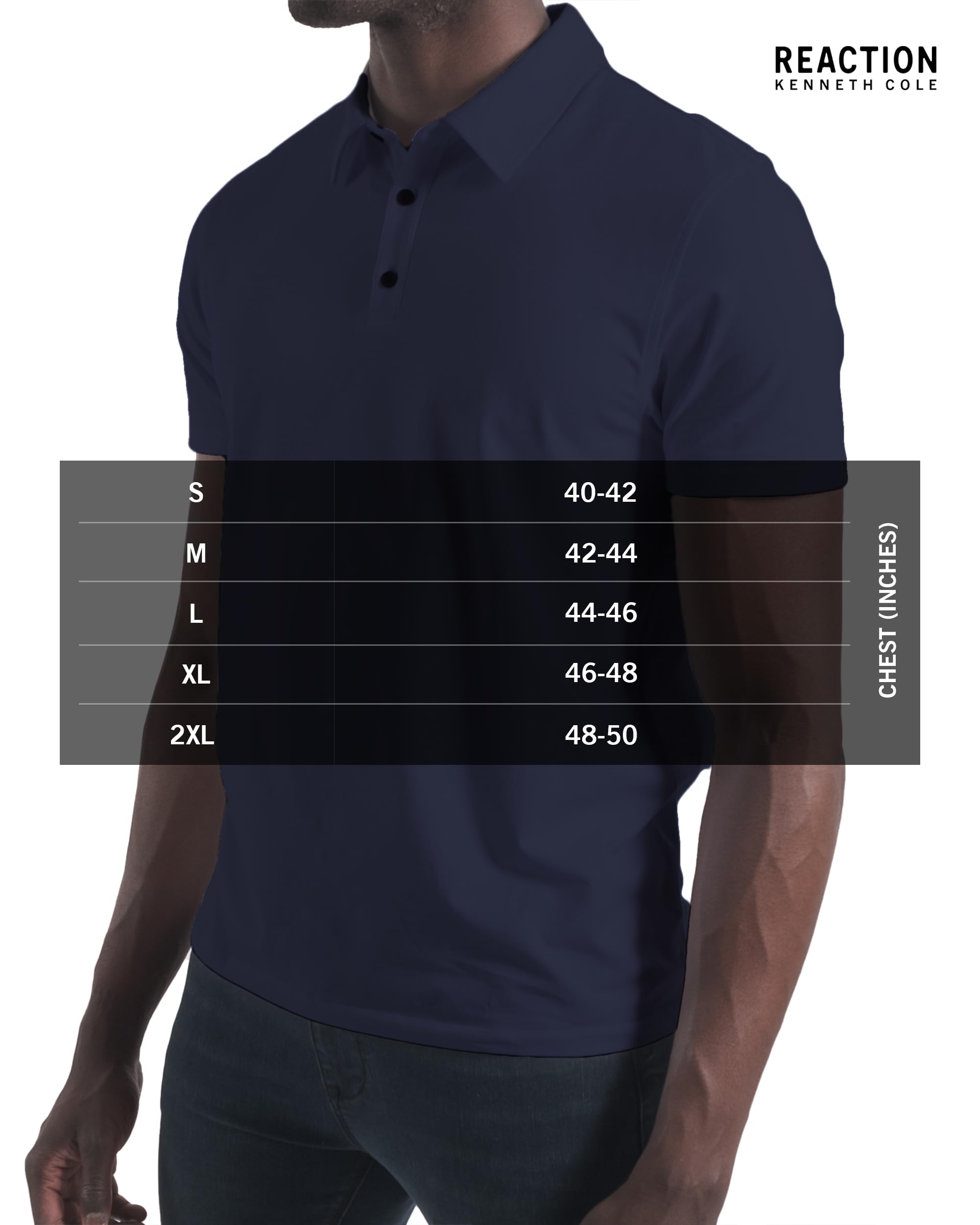 Kenneth Cole REACTION Polo Shirts for Men 3 Pack, UPF 50+ Men\'s Polo Shirts Short Sleeve (Black/HTGRY/Navy, Large)
