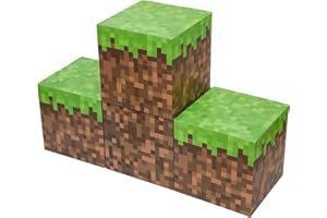 Large Party Boxes for Video Game Birthday Decorations, Pixel Game Party Supplies, Gaming Pixelated Cubes (Set of 4)