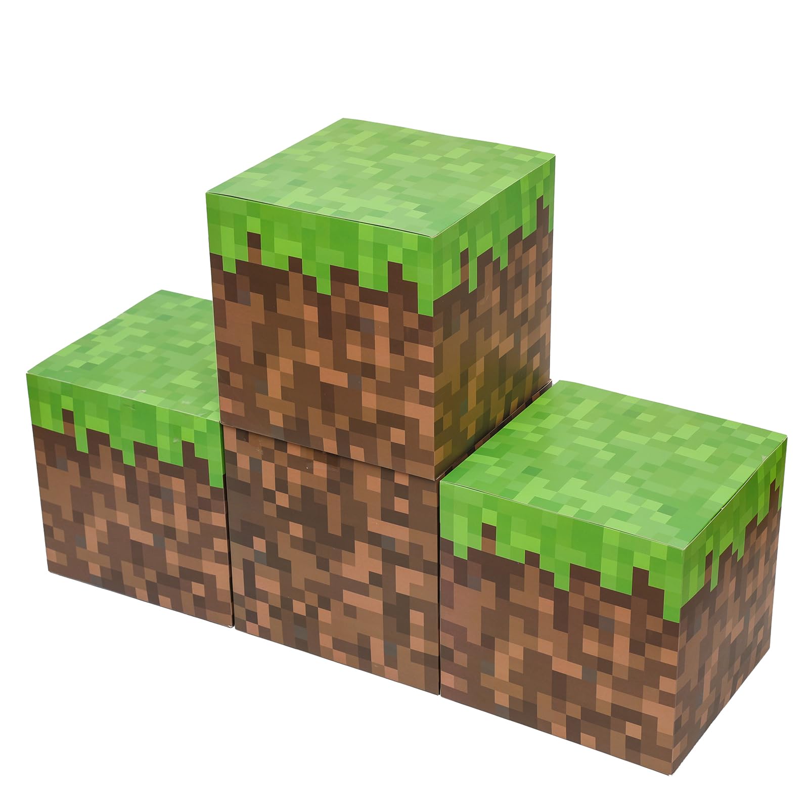 Photo 1 of Large Party Boxes for Video Game Birthday Decorations, Pixel Game Party Supplies, Gaming Pixelated Cubes (Set of 4)