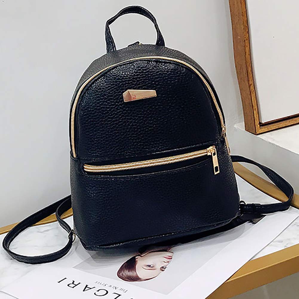 Amazon.com: College Backpack bag Mini Shoulder Bag PU leather Fashion girl candy color small backpack female bag - Black: Shoes