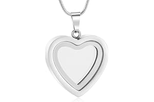 Cremation Jewelry Glass Heart Urn Necklace for Ashes Memorial Lockets for Ashes Stainless Steel Keepsake Urn Ashes Pendants