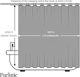 Furlinic Extra Wide Shower Curtain 108 x 72 in White with 18 Hooks view 6