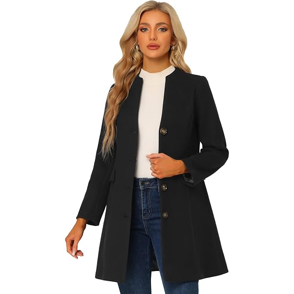 Abrigo De Invierno Para Mujer Allegra K - Largo, Cálido, Cuello Alto, Diario, Entretiempo