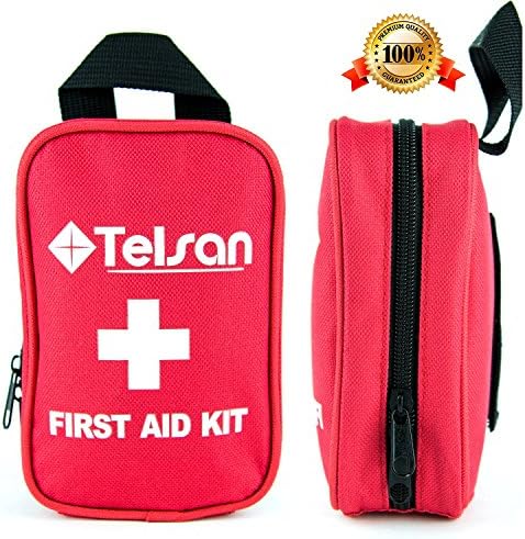 Compact First Aid Kit. Hospital grade medical supplies for emergency or Survival situations. 51-Piece FDA Approved Lightweight Essential Supplies bag by Telsan. Ideal For Home, Car, Outdoor activities