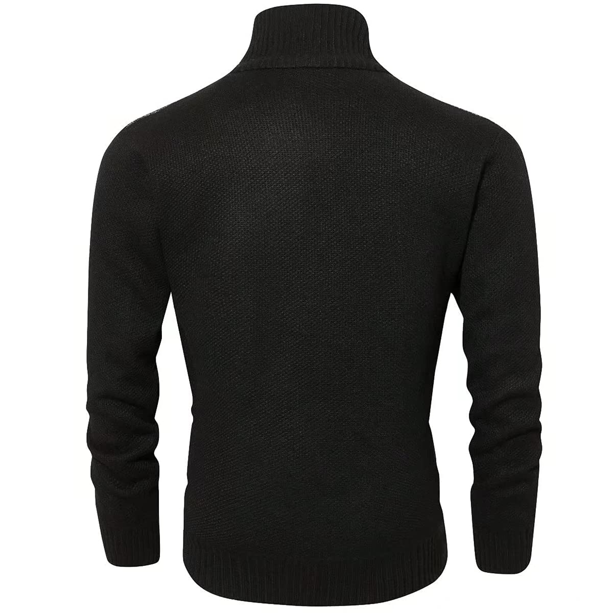 Msmsse Men's Full Zip Cardigan Sweater for Men Causal Thick Slim Fit Knitted Sweaters Jacket Black M