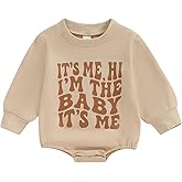 Lucikamy Newborn Baby Boy Girl Fall Clothes Funny Letter Print Sweatshirt Romper Oversized Infant Long Sleeve Bodysuit