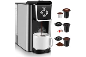 SIFENE 3-in-1 Single Serve Drip Coffee Maker, 1150W Compact Brewer for K-Cup Pods, Ground Coffee & Tea, 1.5L Removable Water 