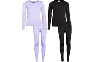 Rene Rofe Girls' Performance Thermal Underwear Set - 4 Piece Cozy Fleece Long Johns Base Layer Set for Girls (Sizes: 2T-16)