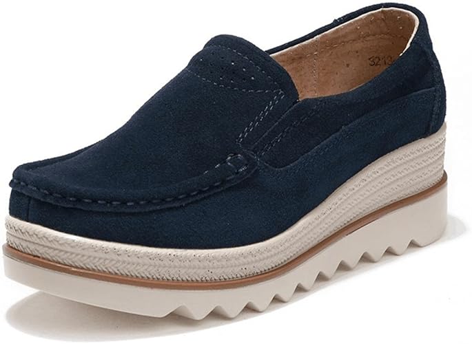 women's slip on summer loafers platform flat wedge casual shoes