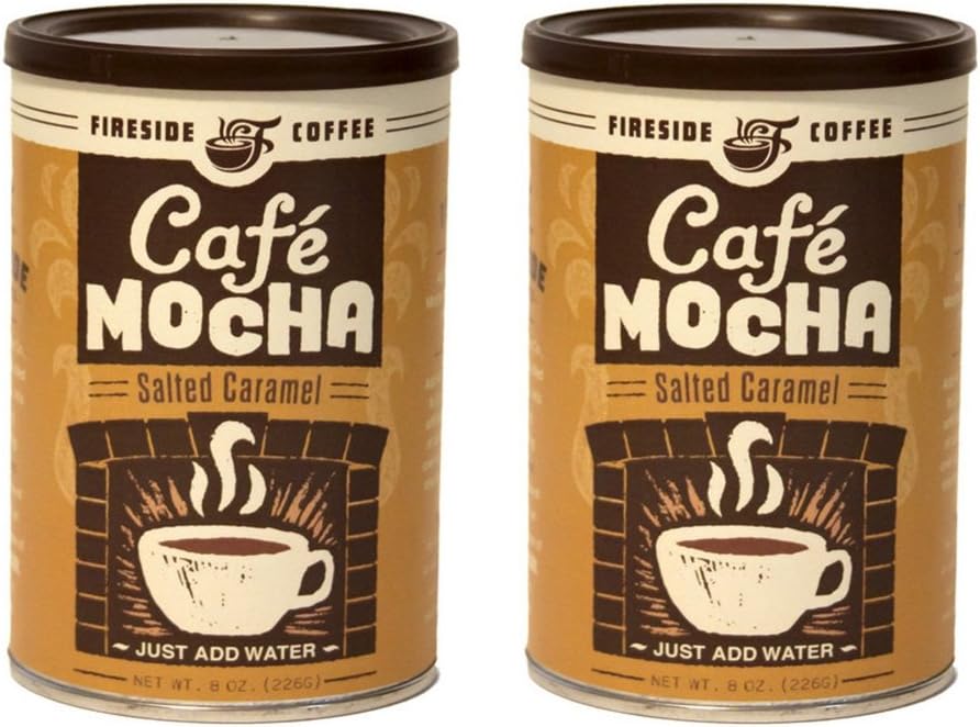 2 Pack - Fireside Coffee Café Mocha Gourmet Coffee Salted Caramel, 8 Oz Canister