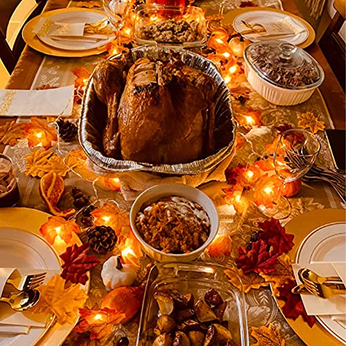 VGOODALL Maple Leaves String Lights, 3M 20LED Artificial Fall Lighted Garland Battery Operated Autumn Decoration Fairy Lights for Indoor Outdoor Garden Décor Halloween Party