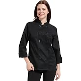 KITCHIEF Chef Coat Women Long Sleeve Chef Jacket For Women Double Breasted Chef Clothes Uniform for Kitchen,Restaurant,Bakery
