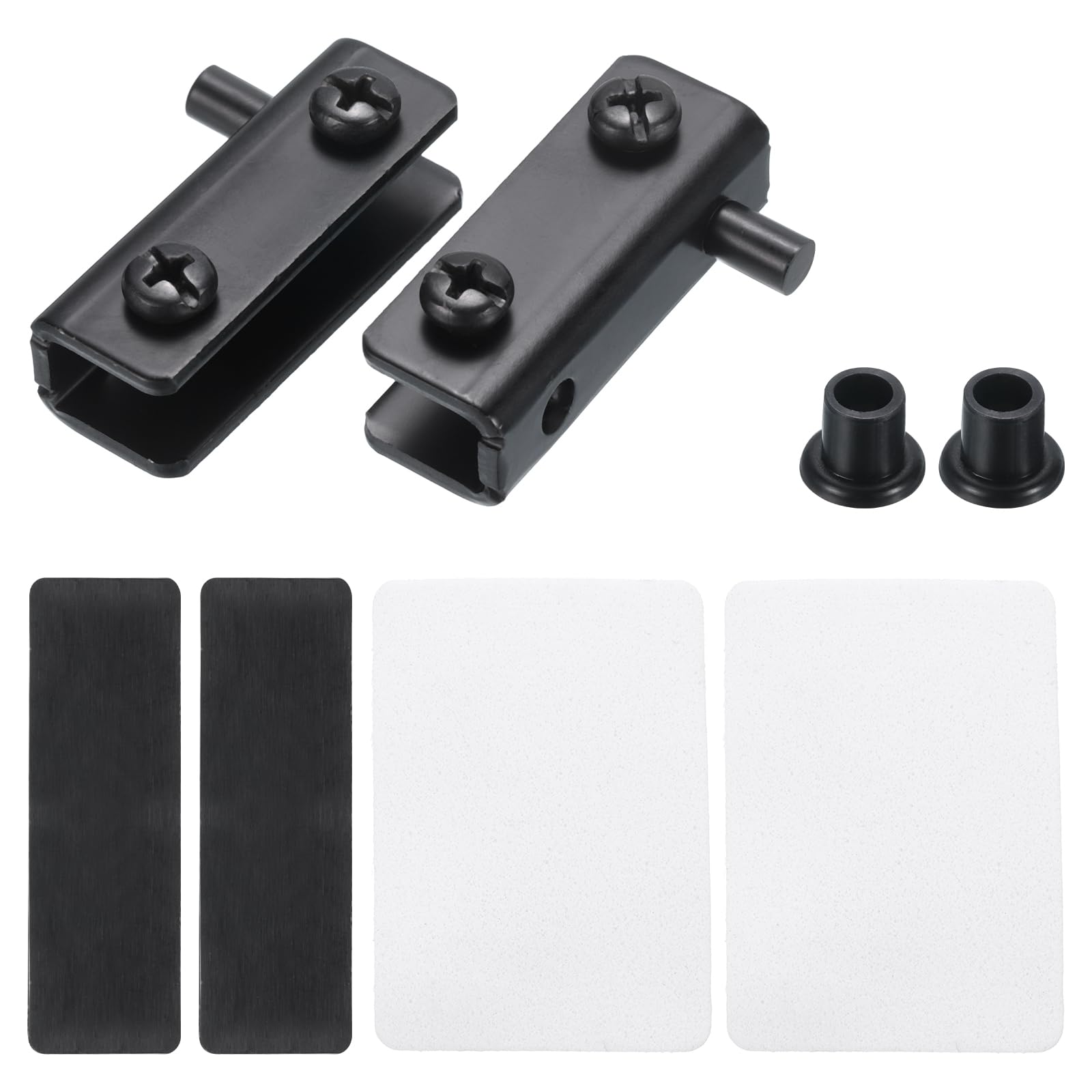 Photo 1 of uxcell Adjustable Glass Door Hinges Clamp, 1 Pair Iron Cabinet Glass Door Pivot Hinge Clip for 3-5mm Thickness Glass, Black 40x12x15mm