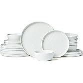 Famiware Mars Plates and Bowls Set, 18 Pieces Dinnerware Sets, Dishes Set for 6, White