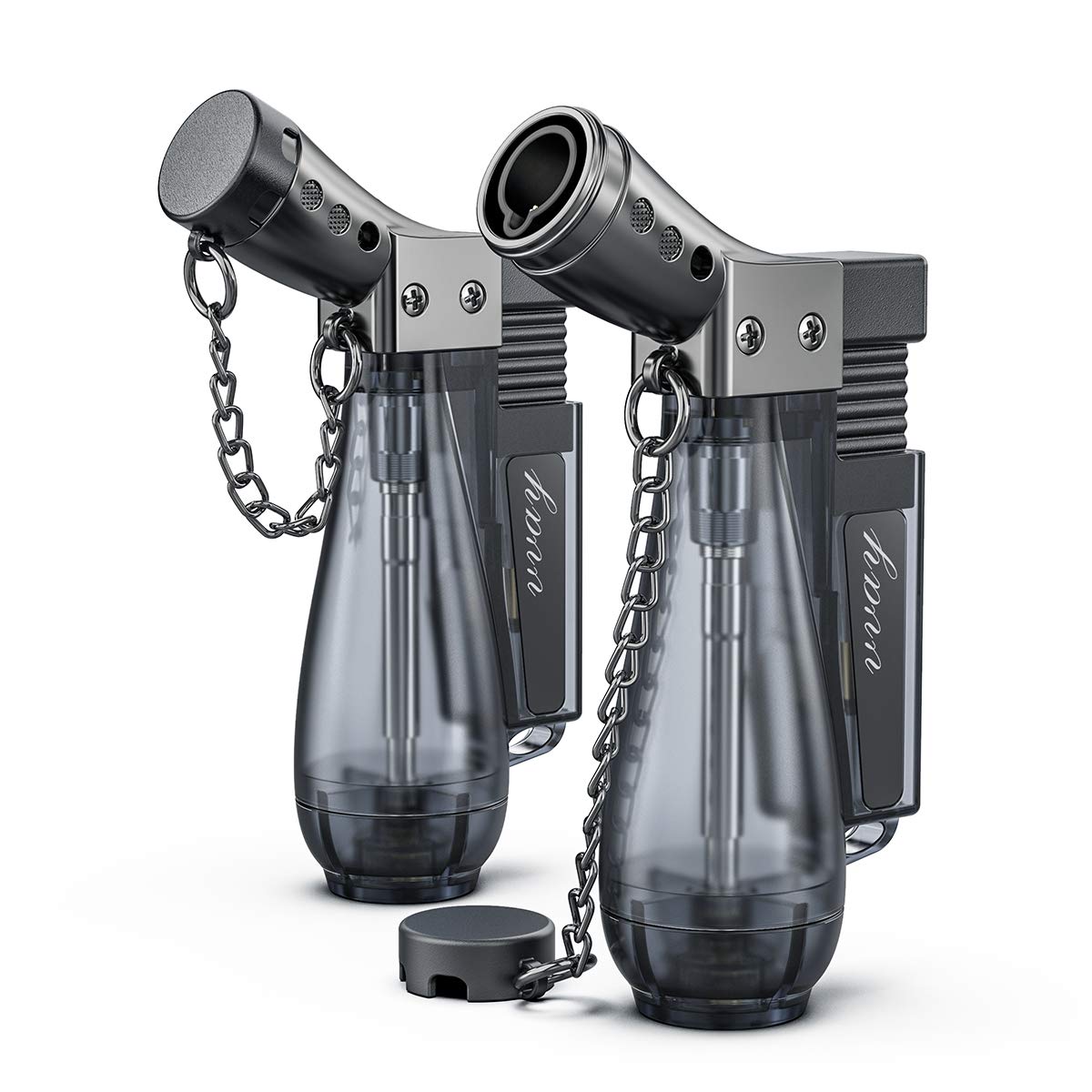 VVAY 2 x Turbo Jet Lighter Gas Butane Refillable,Adjustable Flame, Windproof Torch Lighter (Sold without Gas)