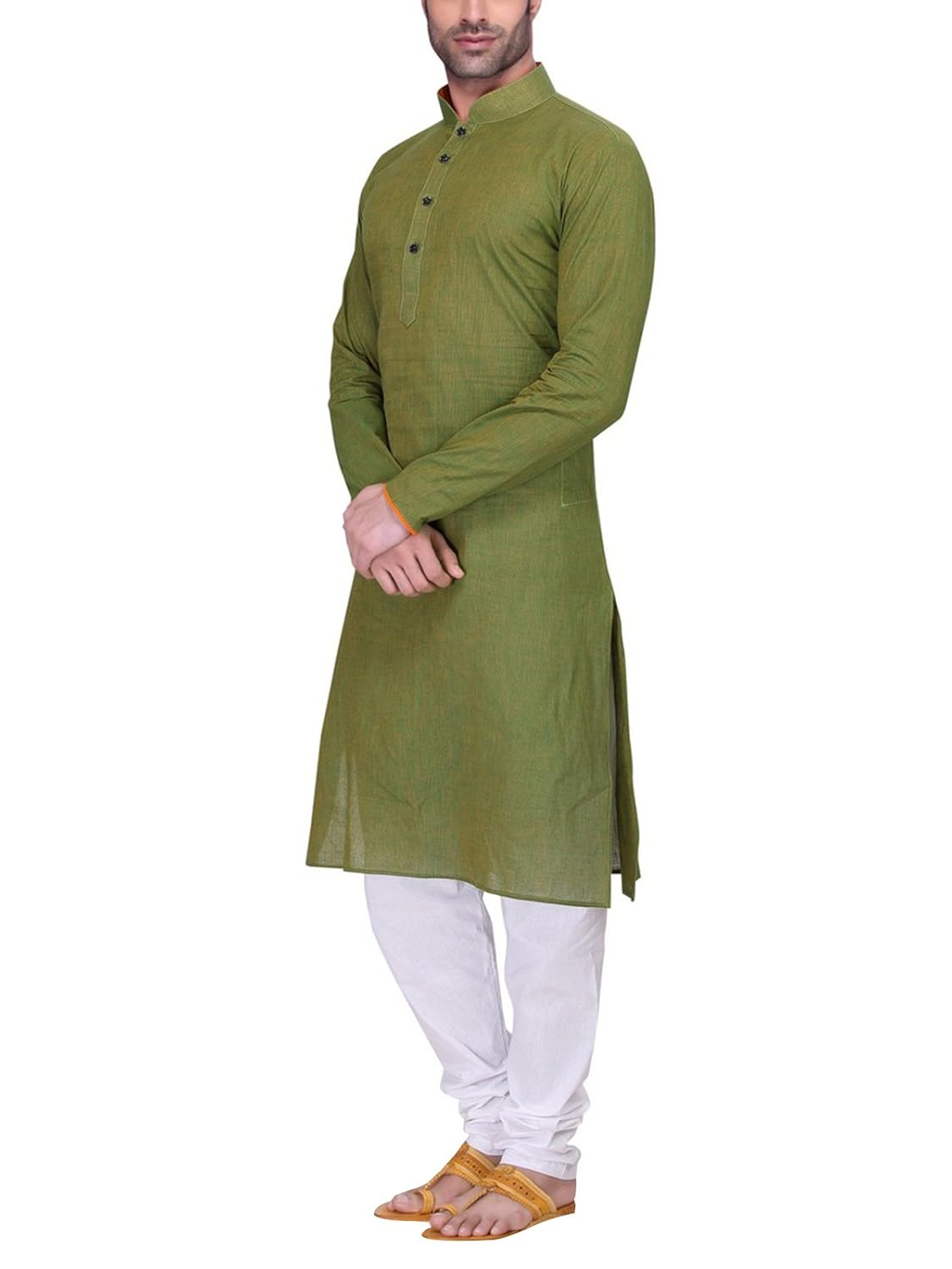rg designers men's full sleeve kurta pyjama set avdoublehandloom-green