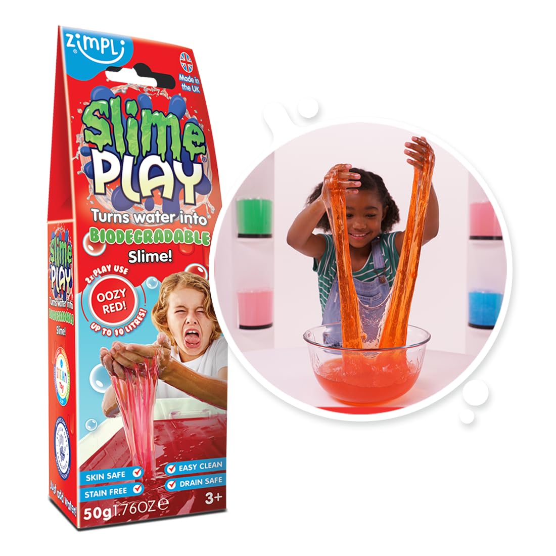 ZIMPLI - Slime Play Red, Turns Water into slime, Stress Relief Toy, Preschool Sensory Gifts for boys & girls 4 5 6 7 8, UK Made