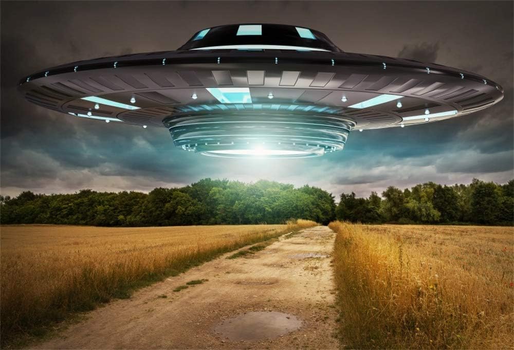 YongFoto 3x2m Vinyl Photo Backdrop UFO invasion on planet earth landascape 3D Background for Kids Boys Adult Birthday Photoshoot Personal Portrait Video Photography Studio Props Wallpaper