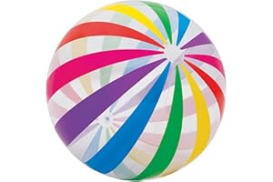 42 in Jumbo Beach Ball, Glossy Colorful Transparent PVC Giant Beach Ball, Rainbow Striped Big Inflatable Balls for Swimming P