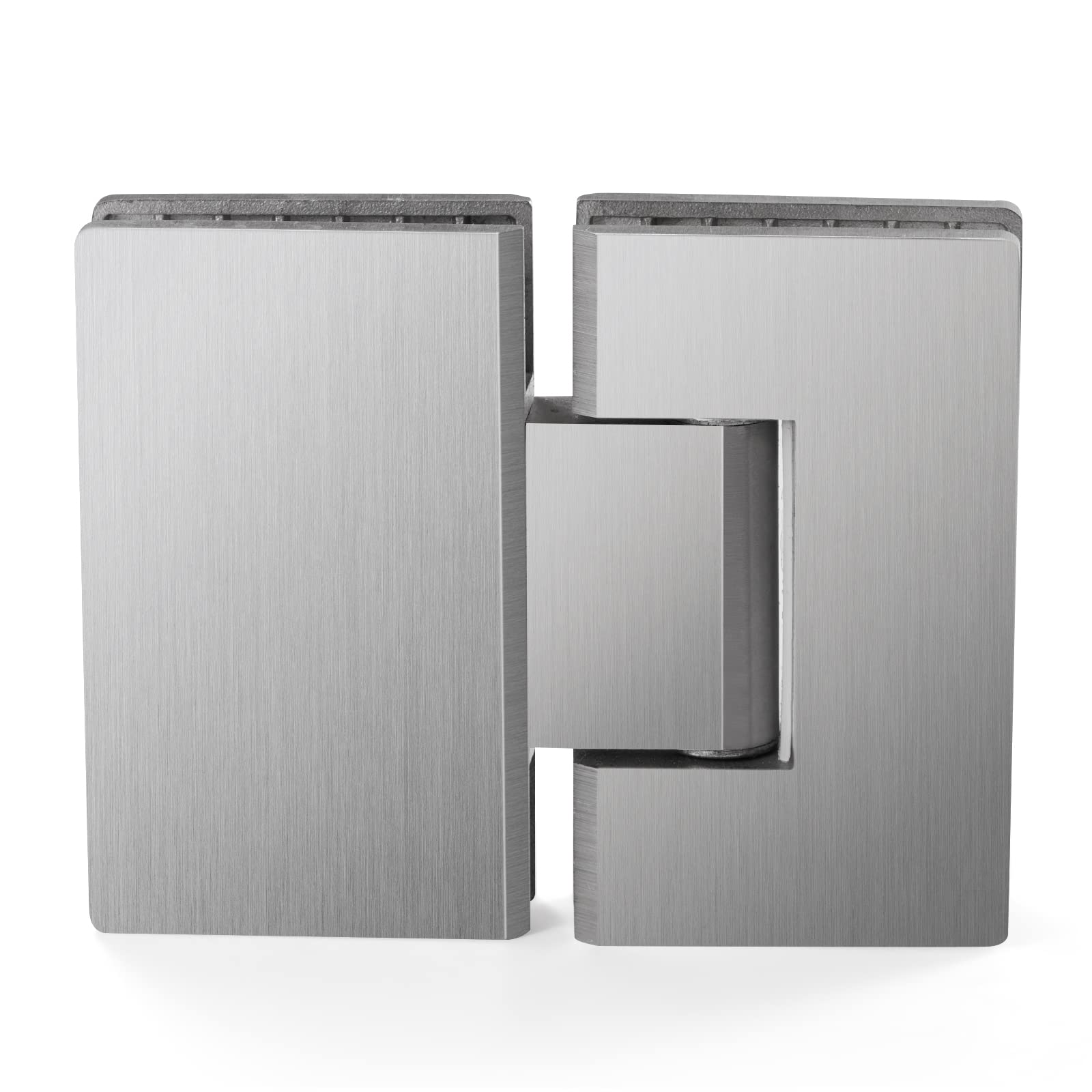 Heavy Duty Shower Glass Door Hinge,Solid One-Piece Precision Cast with 5mm Thick 304 Stainless Steel,for 5/16"-1/2" (8mm-12mm) Thick Frameless Bathroom Doors,Glass to Glass Mount,1 pc,Brushed Nickel