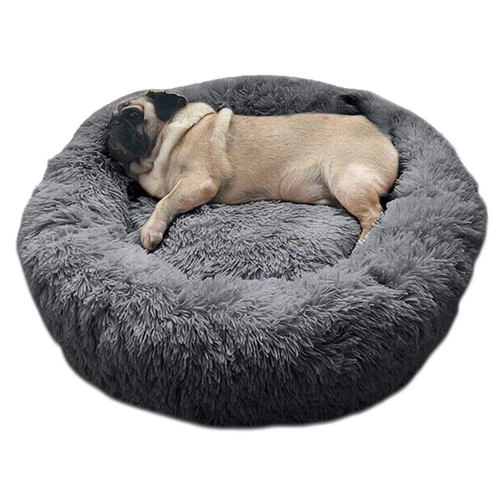 Wuudi Pet Bed 60cm Dog Cat Bed Round Soft and Soft for Pets/Puppy/Pet/Donut-shaped Cat Beds Dark Gray