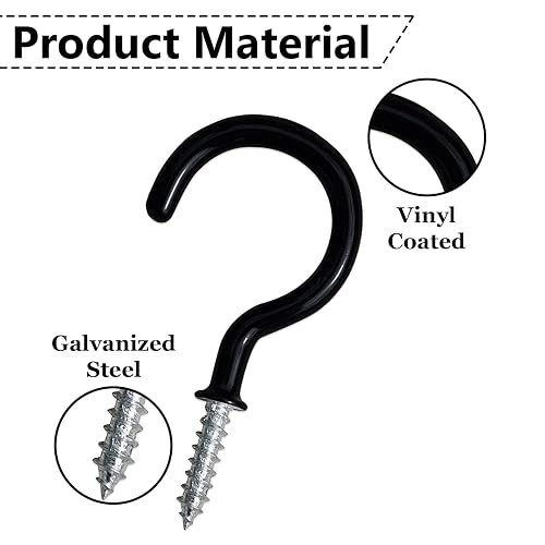 Etoolia White Ceiling Hooks For Hanging Plants - Heavy Duty Screw-in Hooks, Vinyl Coated For Indoor & Outdoor Use - View #11