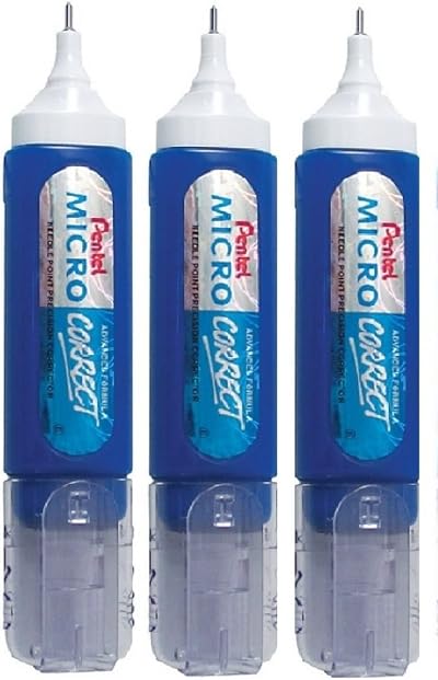 Pentel Pen ZL31 Micro Correct Correction Pen White Fluid 12ml Pack of 3