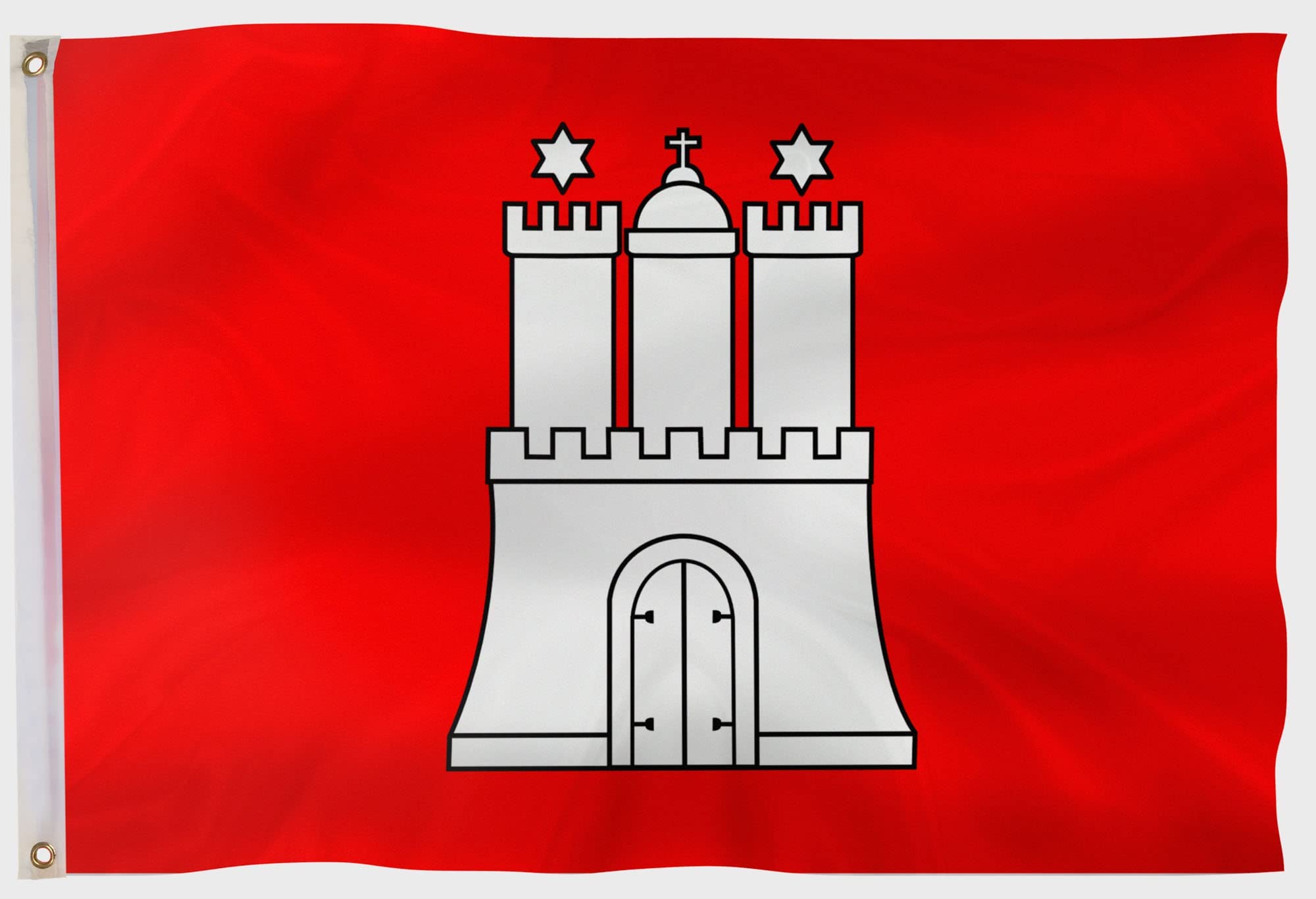 PHENO FLAGS Hamburg flag - German flag 3x5ft with brass eyelets - weatherproof flag for flagpole - 100% polyester – 90x150cm