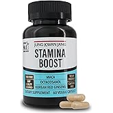 JUNG KWAN JANG Men's Stamina Boost with Korean Red Ginseng, Maca, and Octacosanol for Men's Health and Energy Supplement, 60 Capsules
