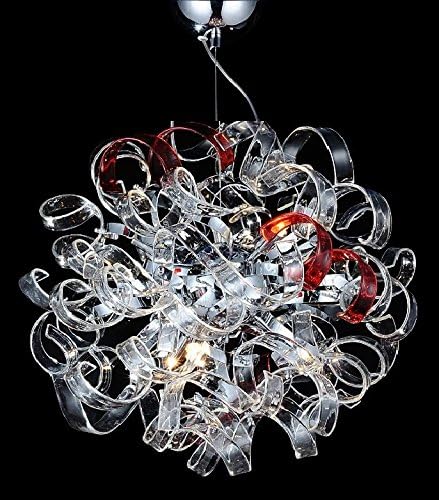 Contempo Collection Modern Chandelier for Living Room Dining Room โ 6x G9 LED / HALOGEN Dimmable Bulb INCLUEDED -Ceiling Lighting Fixture Pendant Chandelier - 58" TALL, 18"x18" Sphere - LARGE