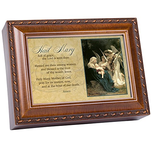 Cottage Garden Hail Mary Woodgrain Music Box/Jewelry Box Plays Ave Maria