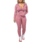 PINSV Women Two Piece Outfits Workout Sets Bodycon Tracksuit Long Sleeve Zip Up Hoodie Jacket Jogger Matching Sweat Pants Set