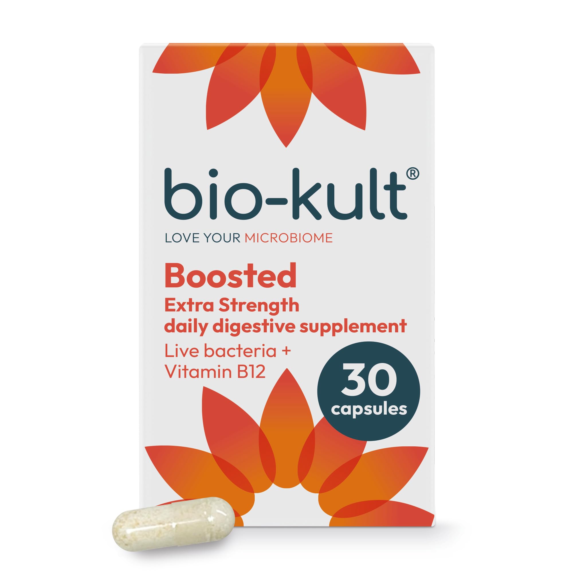 Bio-Kult Boosted Extra Strength Probiotic Supplement – 14 Live Bacterial Strains with Vitamin B12 | Gut Health & Digestive Support | Suitable for Travel, Antibiotics & Pregnancy | 30 Capsules