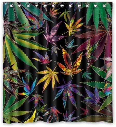 Personalized Shower Curtain Generic Personalized Marijuana Weed Leaf Colorful Nature Shower Curtain Bath Decor Curtain 66 x 72