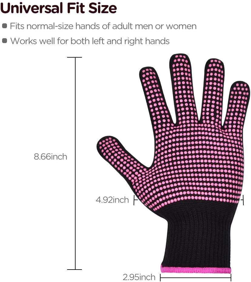 Sopito Heat Resistant Gloves for Hair Styling 2 pcs Professional Heatproof Glove Mitts with Silicone Nodules for Hair Tools Curling Iron Wand - Image 3