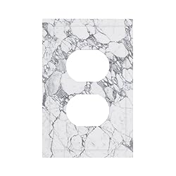 White Gray Marble 1 Gang Outlet Plate Covers