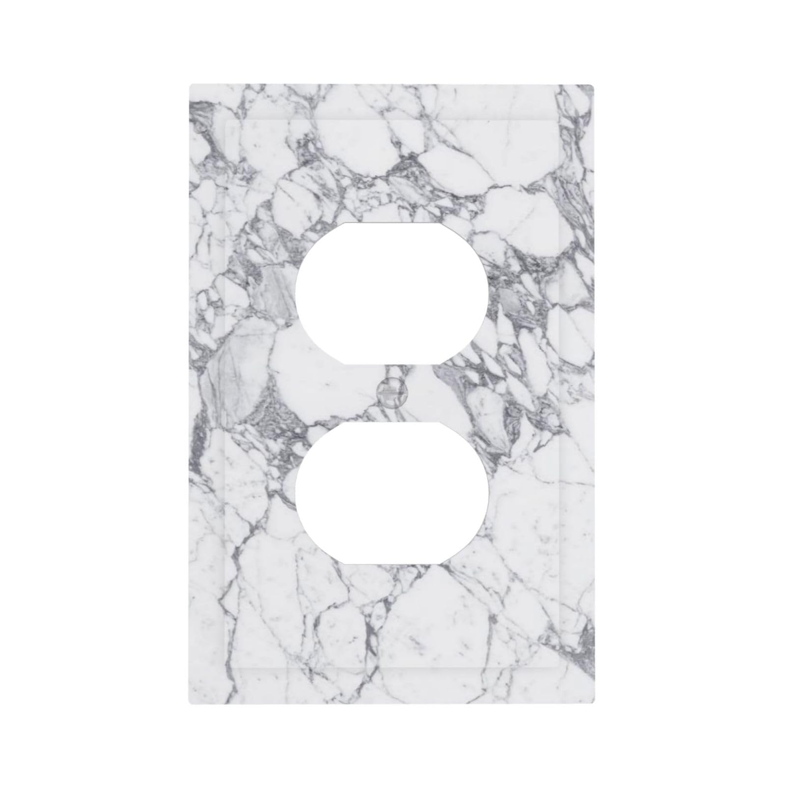 White Gray Marble 1 Gang Outlet Plate Covers