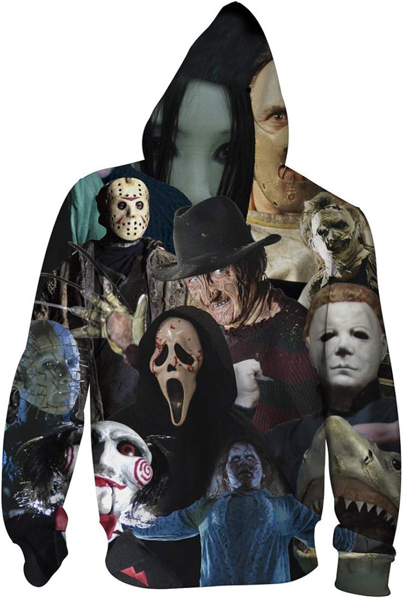 horror zipper hoodies