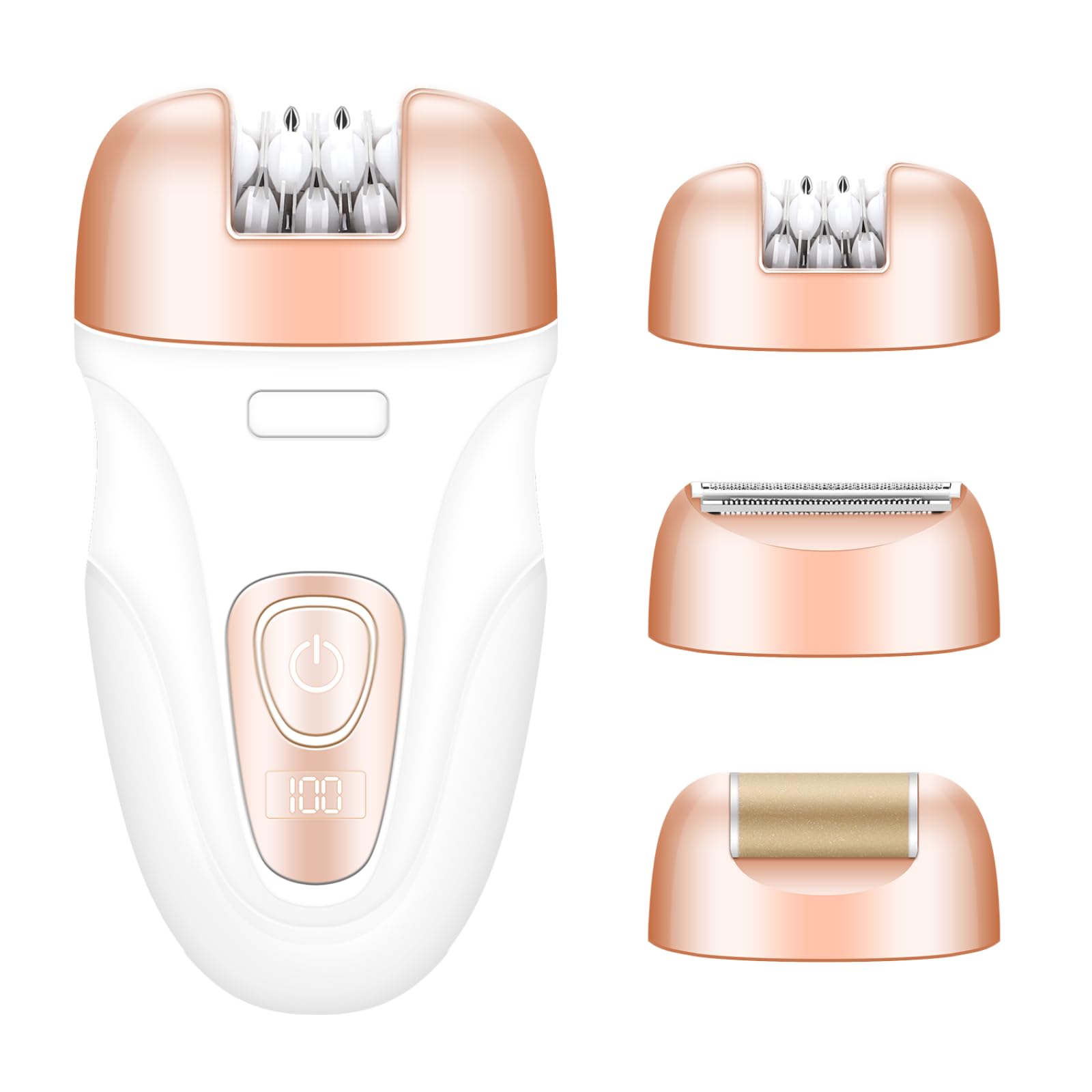 Epilator for Women Cordless & Rechargeable, Epilator Hair Removal with Tweezers, 3 in 1 Epilators with Electric Lady Shaver Razor and Foot File, Hair Removal Device for Arm Leg Underarm Facial Body