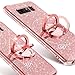 Galaxy Note 8 Case, Glitter Luxury Cute Phone Case Girls with Kickstand, Bling Diamond Rhinestone Bumper Ring Stand Sparkly Luxury Thin Protective Samsung Galaxy Note 8 Case for Girl Women - Rose Gold